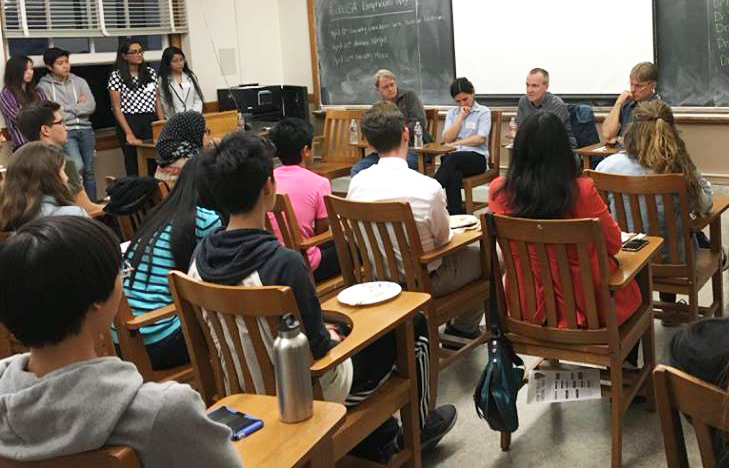 Professors and students at mcbUSA's Emphasis Night.