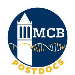 MCB postdoc logo featuring the campanile, DNA and the words MCB PostDocs