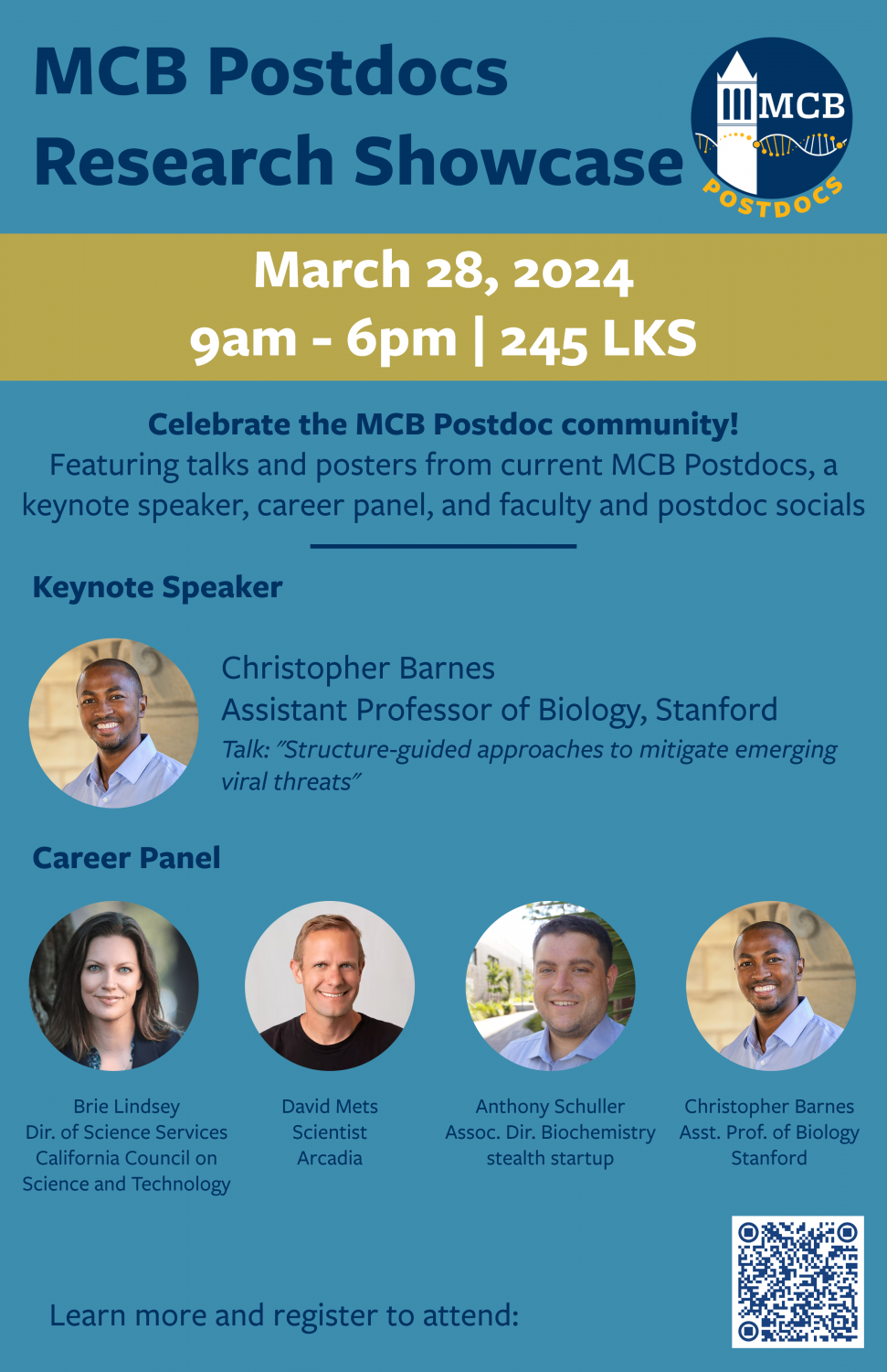 MCB Postdocs Research Showcase event flyer
