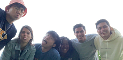 Fernando Bolio and 5 NSF REU scholars taking a group selfie after lunch